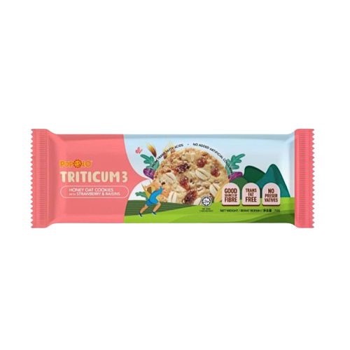 Popolo Triticum 3 - Honey Oat Cookies With Strawberry & Raisins 70g